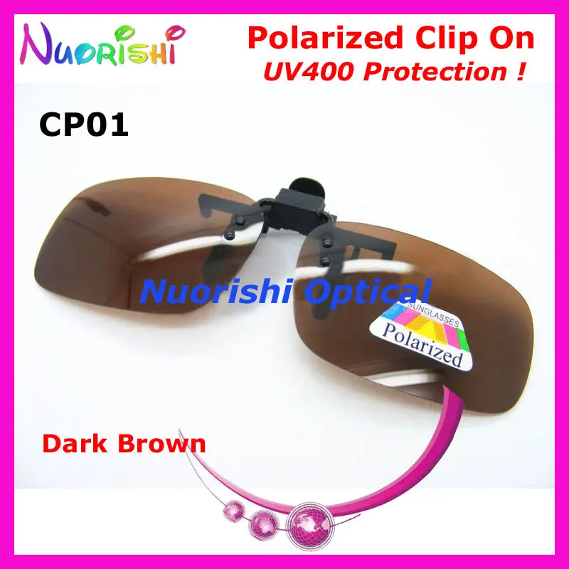 recommended 20pcs CP01 Brown Polarized Clip On Sunglasses TAC Lens with UV400Q Free Shipping