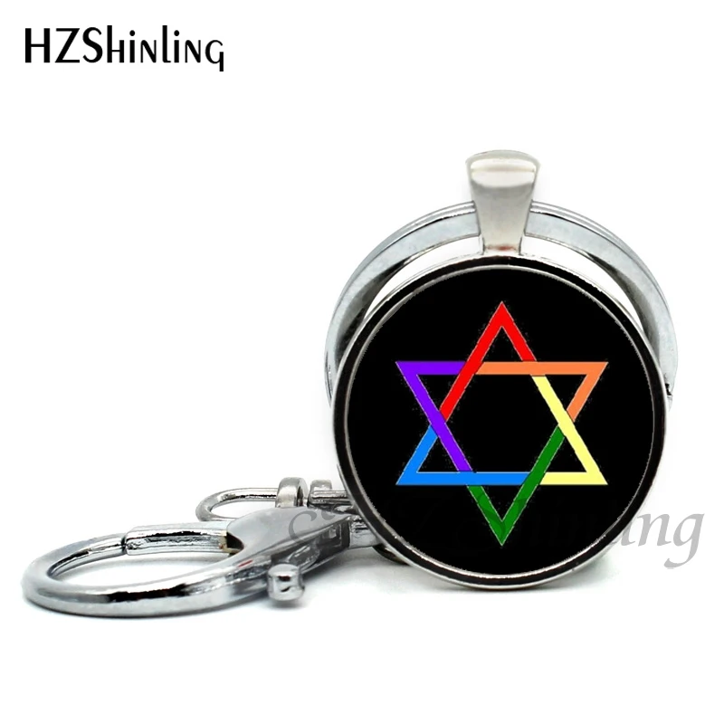 2018 New Arrival Star of David Mandala Keychain Glass Photo Jewelry Vintage Judaica Blessing Art Keyring Jewish Round Key chains