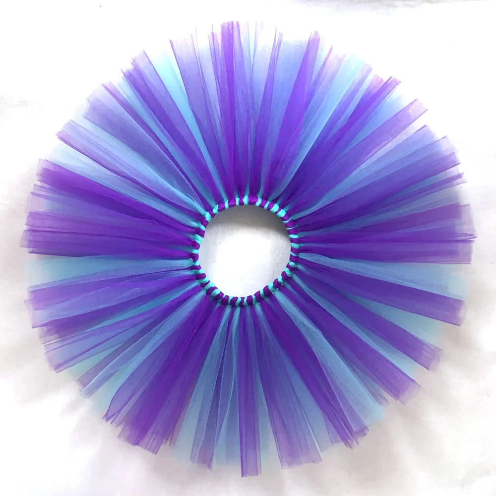 Purple/Aqua Fluffy Tutu Skirt for Girls Baby 1st Birthday Party Tulle Tutus Kids Halloween Dance Costume Newborn-12Y Photo Props