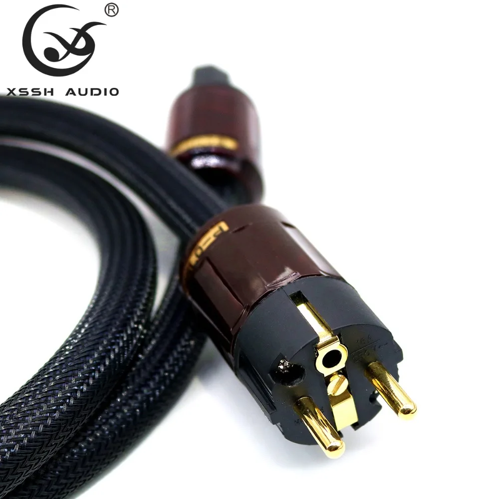 Аудиопровод XSSH, Hi-End Hi-Fi усилитель 16,5 мм, 3-ядерный OFC, чистая медь, Schuko EU + IEC, гнездовой, позолоченный штекер, кабель питания, шнур