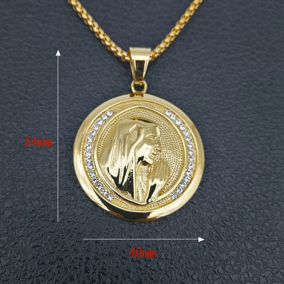 New Catholic Religious Jewelry Virgin Mary Pendants Gold Color Stainless Steel Madonna Collier For Women 2020 Necklace