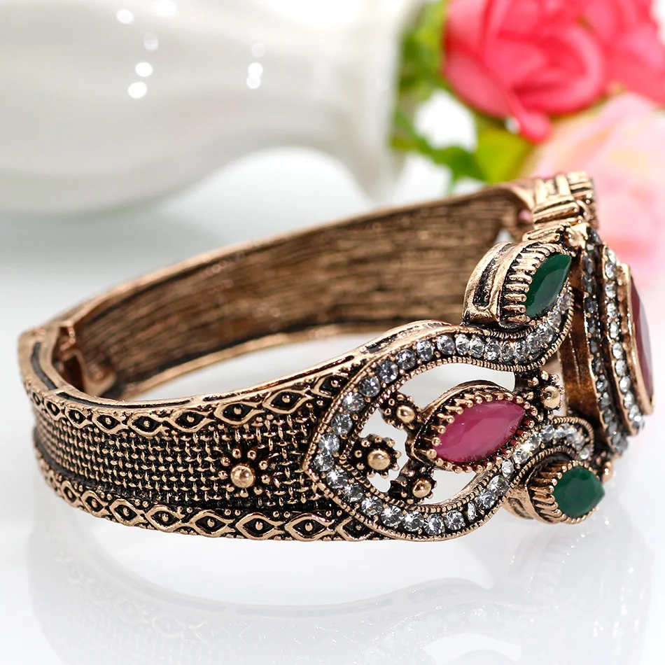 SUNSPICE MS Retro Vintage Turkish Women Charm Bangle Bracelet Antique Gold Color Broadside Cuff BOHO Ethnic Wedding Jewerly Gift