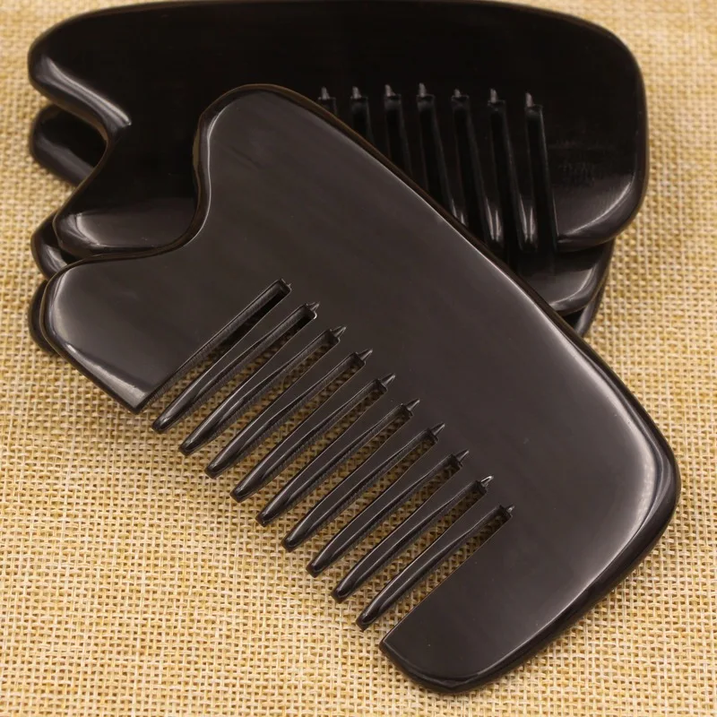 Hairbrush Combs For Girl Natural Anti Static Buffalo Horn Art Comb Hair Care Gua Sha Massage Brush Wide Teeth Curly Gift