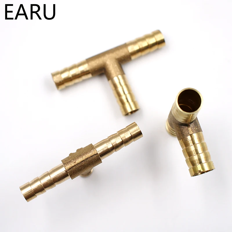 1Pc 6-12mm BRASS T Hose Joiner Piece 3 WAY Fuel Water Air Gas Oil Pipe TEE CONNECTOR Pneumatic Plug Socket Adapter