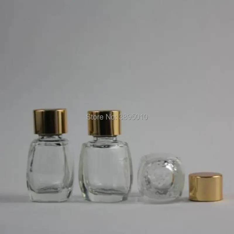 

5ML Empty Mini Glass Refillable Essential Oil Bottle containers With Gold lids F1044