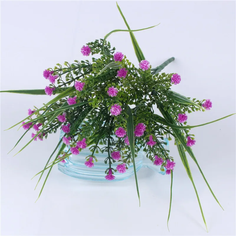 1 Uds. 30cm con 5 ramas plantas de hierba de plástico verde flor Artificial Babysbreath para boda decoración del hogar flor de oficina