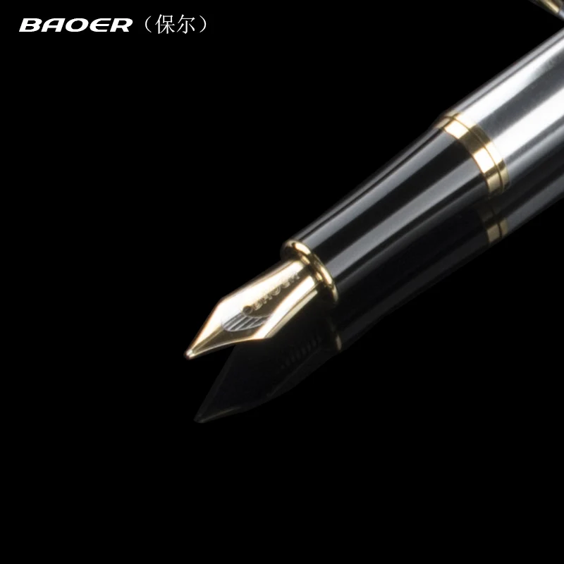 Baoer 388 Original 5 colours Fountain pen Full metal Black Pen Golden Clip 0.5mm medium Nib Business office supplies ink pen