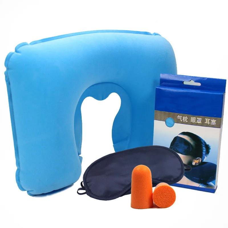 HazyBeauty U Neck Pillow Travel Pillow Flight Car Pillow Inflatable Pillow Neck U Rest Air Cushion+ Eye Mask + Earbuds