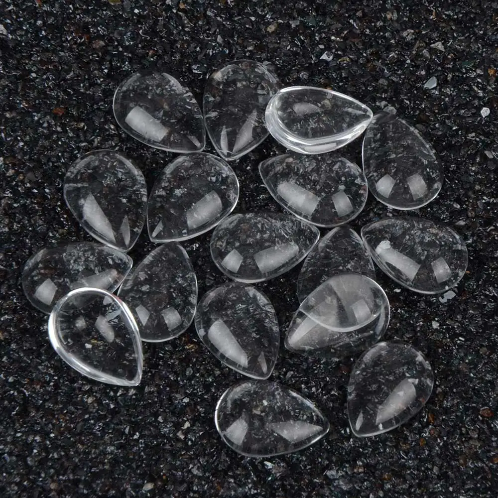 100pcs/lot 10x14mm Handmade Teardrop Shape Clear Cabochons Flat Back Cabochon Accessories For Settings