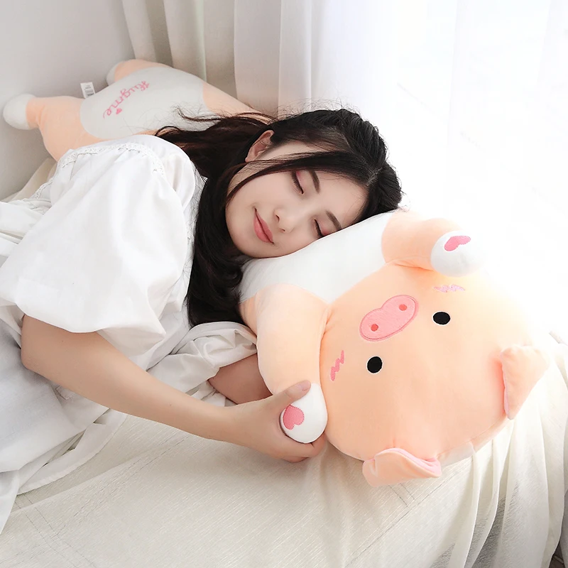 Kawaii Pop Cartoon Pig Plush Pillow Big Stuffed Snime Piggy Toy Doll Sleeping Pillow for Baby Girl Gift Decoration 43inch 110cm