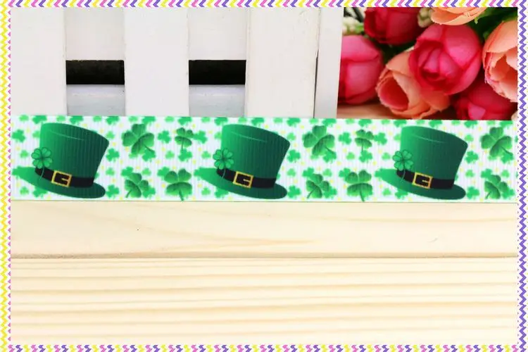 DHK 7/8'' 5yards Saint Patrick printed grosgrain ribbon headwear hair bow diy party decoration OEM Wholesale 22mm C1064