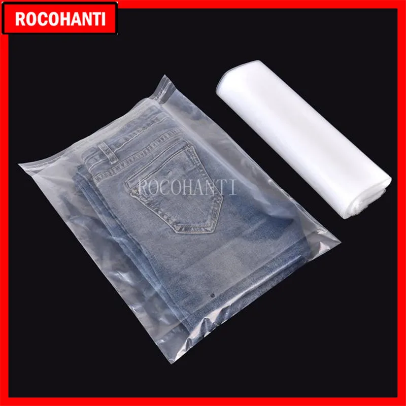 100pcs Custom LOGO Printed Clear PE Self-adhesive Gift Bags Soft Plastic Garment Packaging Bag for Clothing Brand