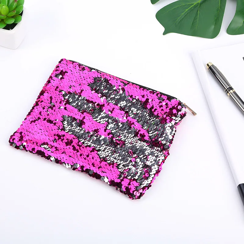 Women Fashion Handbags Mermaid Sequin Makeup Bag Reversible Double Color Glitter Cosmetic Bag Lazy Makeup Zipper Pouch Wholesale