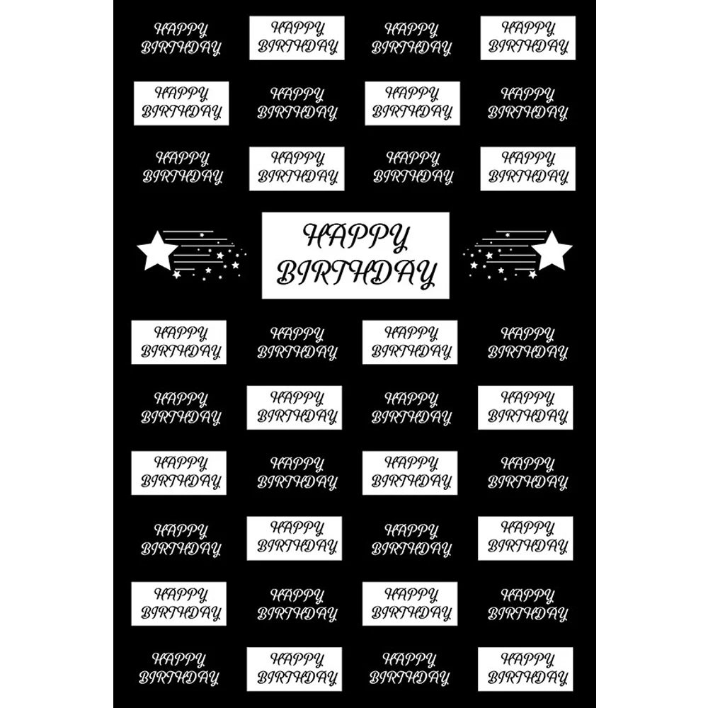 

Happy Birthday Backdrop Customized Texts Printed Stars Baby Boy Kids Children Personalized Party Theme Photo Background Black