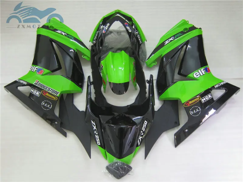 Injection fairing kits for Kawasaki Ninja 250R 2008-2014 ZX250 ABS sport motorcycle fairings EX250 08-14 green black set