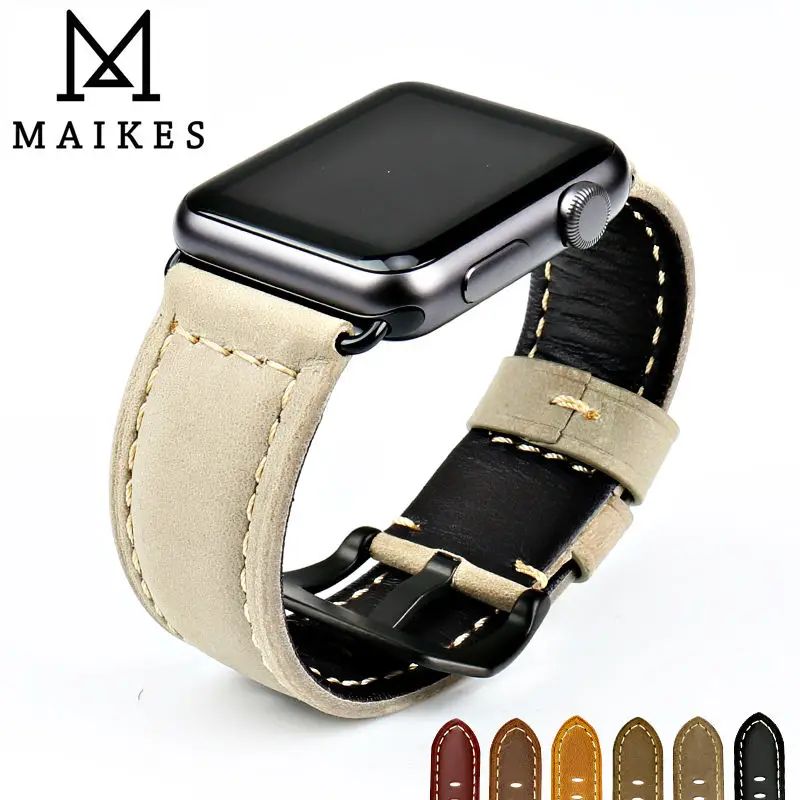 

MAIKES watch bands genuine leather watchband watches bracelet belt for Apple Watch 42mm 38mm series iwatch 4 44mm 40mm accessory