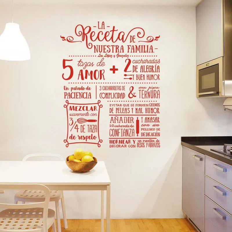 La Receta Design Wall Sticker Mural Art Wallpaper Nuestra Familia Home Decor Decal House Decoration Poster