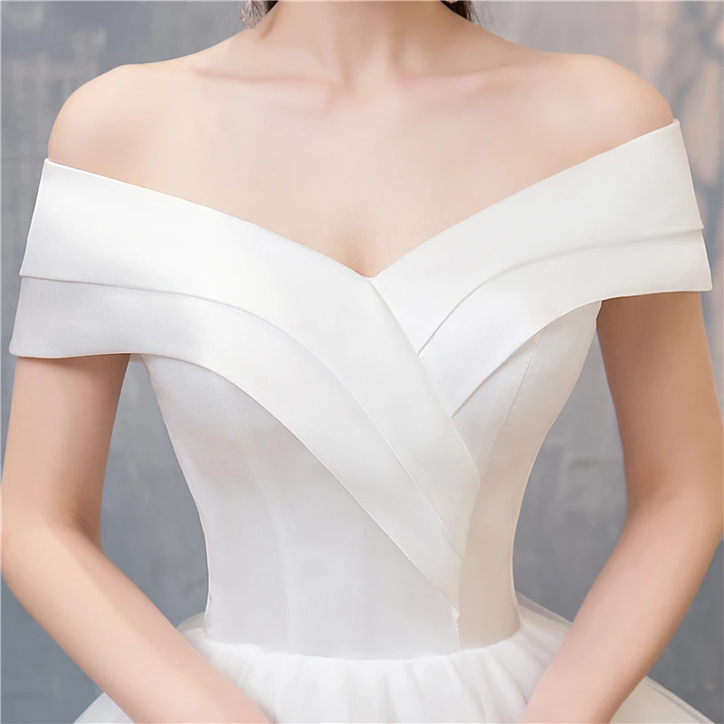 VLNUO-vestido De Novia De satén brillante NISA, traje De boda clásico Simple con cuello en V, tallas grandes, barato, 20