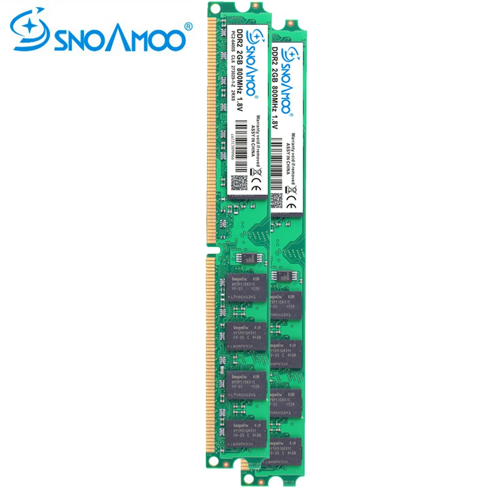 SNOAMOO Desktop PC RAMs DDR2 4GB(2x2GB) 800MHz PC2-6400S 240-Pin 1.8V DIMM For Intel and AMD Compatible Computer Memory Warranty