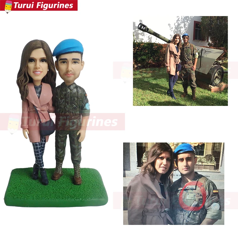 soldier and his wife girlfriend cake topper wedding sweet heart memorial figurine design from photo anniversary souvenir gift fa