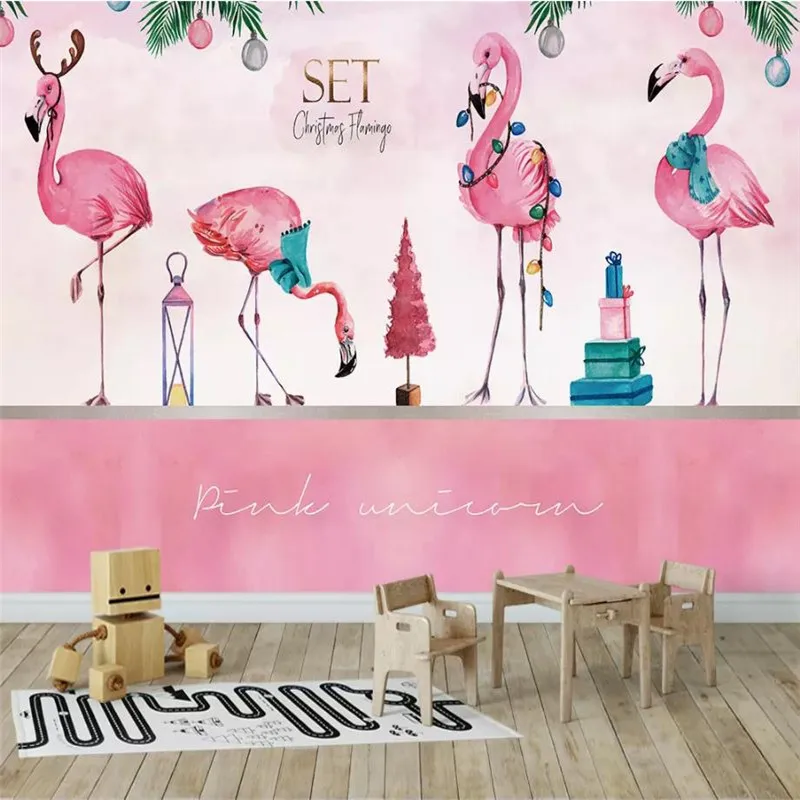 

Custom 3d Wallpaper Mural Pink Flamingo Sofa Living Room TV Family Art Background Wall Silk Waterproof Wallpaper