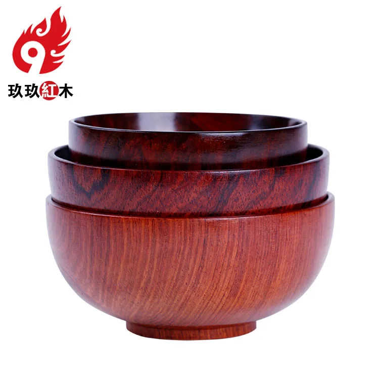 Japanese adult child baby bowl bowls rosewood natural anti-scald rosewood mahogany cutlery soup bowl