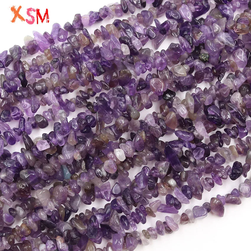 XSM Freeform 5-8mm Chips Stone Irregular Gravel Natural Amethysts Stone Beads For Jewelry Making DIY Bracelet Necklace Strand