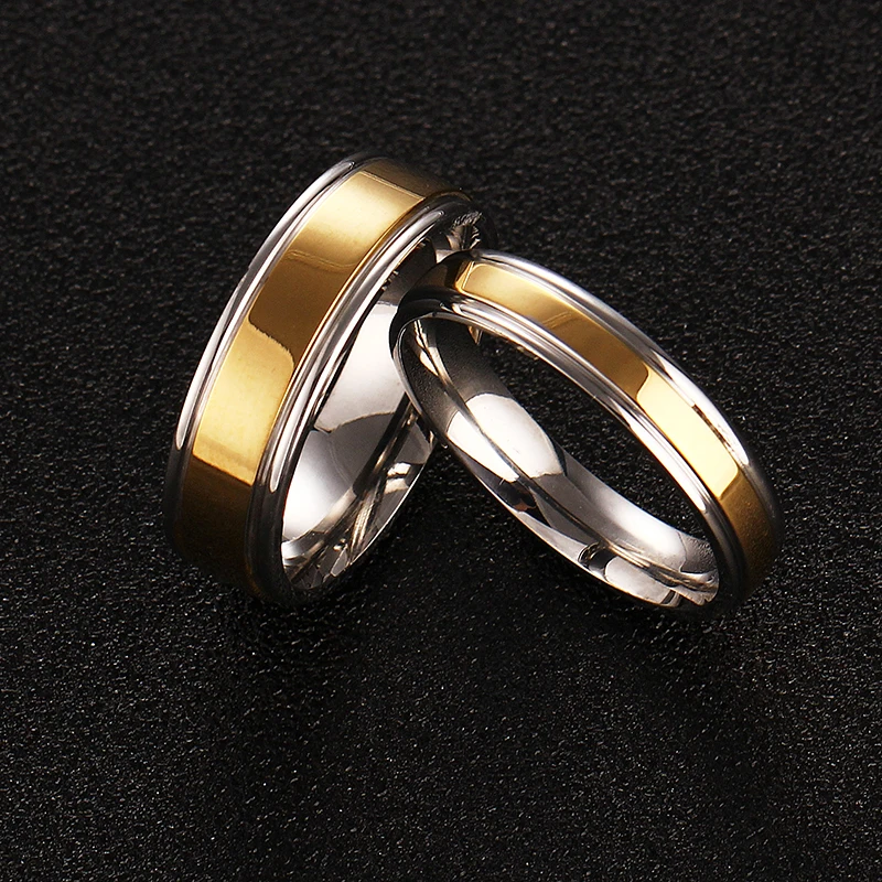 Couple Ring Gold-Color Titanium Wedding Bands Jewelry for Women Man Personalized Ring Customize Ring Engraved Ring