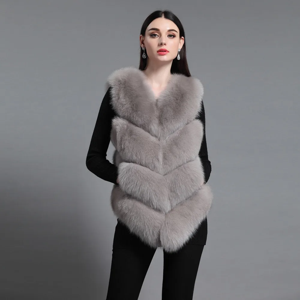 Fox Fur Vest for Women 16274 Full Pelt New Arrival Real Fur Waistcoat Natural Fox Outwear Fur Story