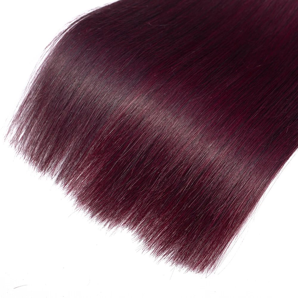 QThair Ombre Professional 1B/99J Burgundy 3 Bundles Dark Wine Red 100% Human Hair Bundles Brazilian Straight Non-remy Hair