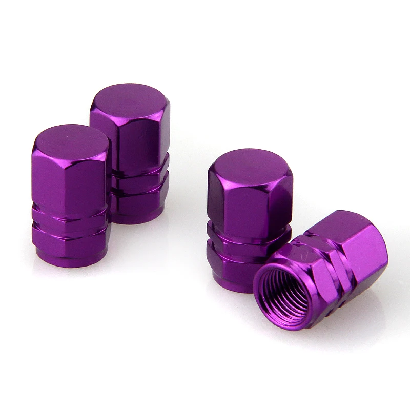 JX-LCLYL 4pcs Universal Aluminum Car Wheel Tire Tyre Valve Air Stem Cap Cover Purple