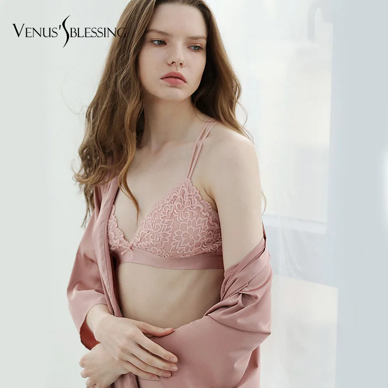 

VENUS'S BLESSING Sexy Triangulation cup Bra For Women Ultrathin Cotton Lace Y-line Straps None Closure Sexy Bras For Women BH