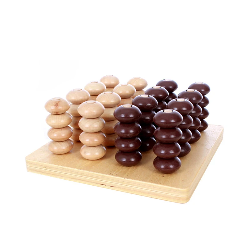 Montessori Sensorial Toy Kids Wooden Toys 3D Puzzle Chess Gadget Four In a Line Educational Toys Parents Child Game Kids Gifts