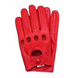 Guantes de cuero para hombre, manoplas antideslizantes de dedo completo, a la moda, para conducción, novedad