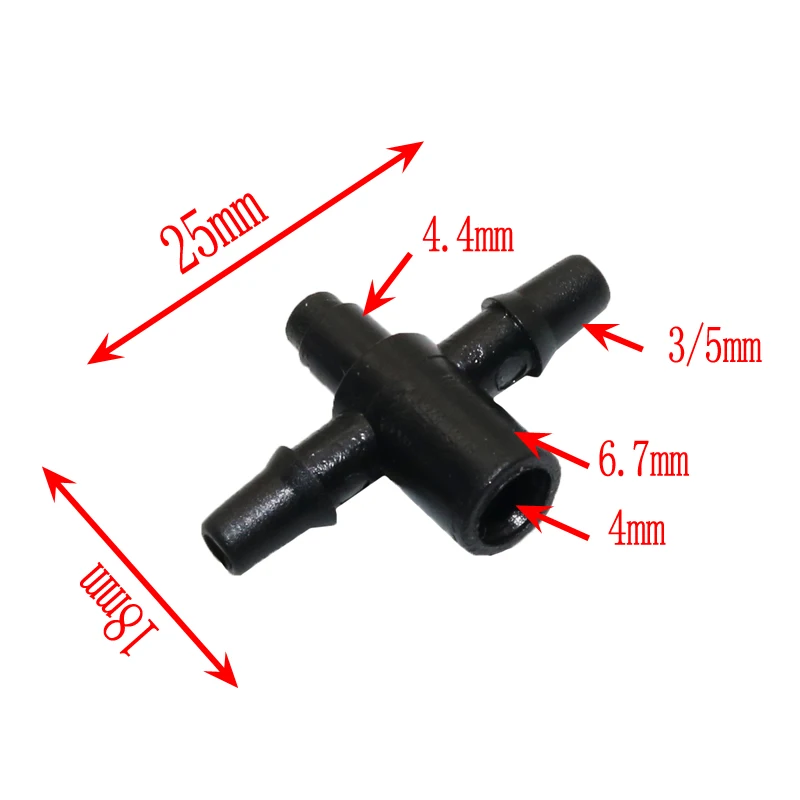 50pcs 3 / 5mm Hose Shunt, Barbed Fitting 1/8-inch Tee Connector Garden Sprinkler System Accessories Gardening Tools