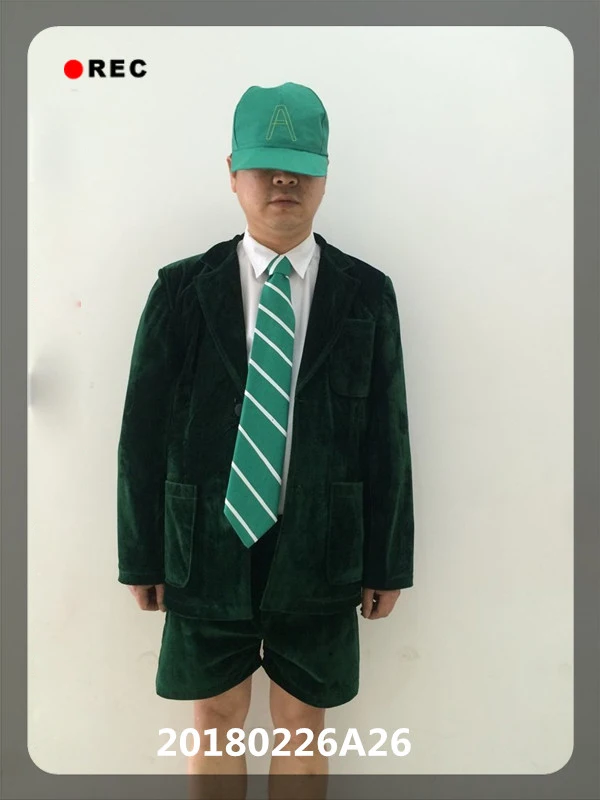 Band AC/DC Angus Young School Boy Uniform Cosplay Costume GREEN outfit custom made