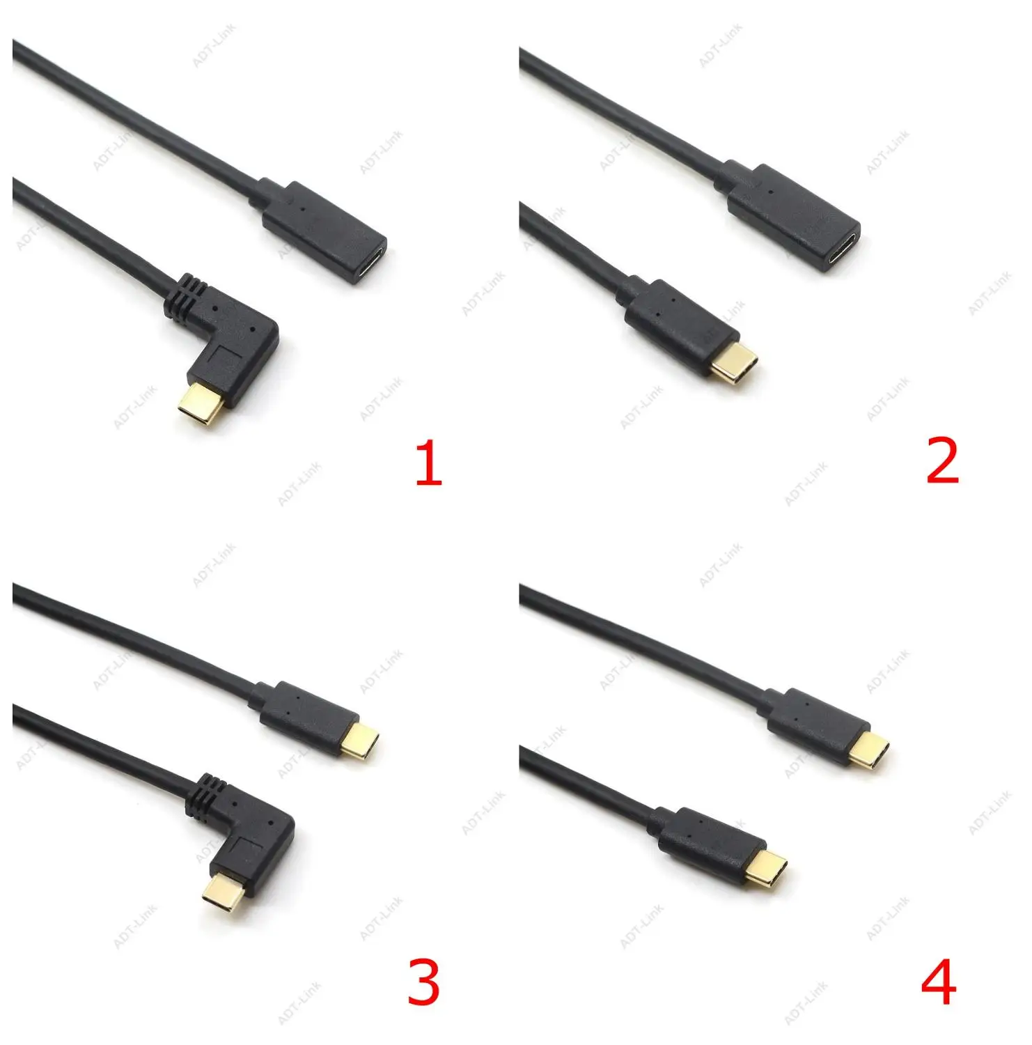 Удлинительный кабель USB Type C 0,3 м/0,6 м/1 м/1,8 м Угловой кабель USB 3.1 для передачи данных «папа-мама» для передачи данных и зарядки