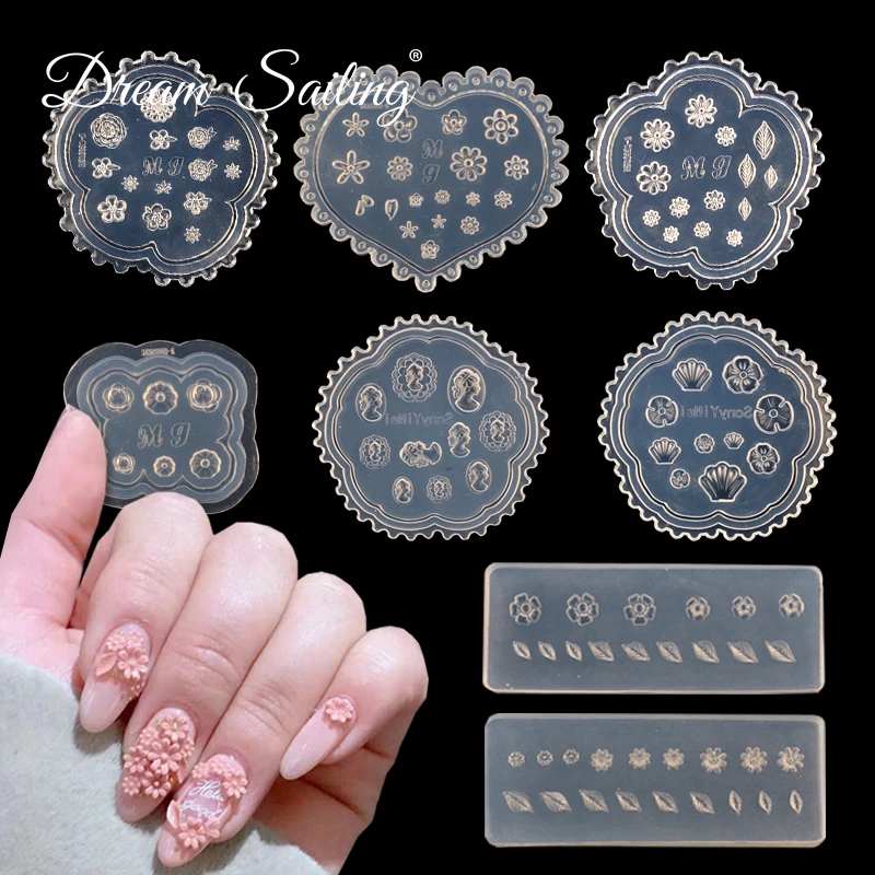 3D Silicone Mold Nail Art Stamping Nail Carving Sculpture Acrylic Template DIY Polish Soft Silicon Gel Decoration Flower Quality