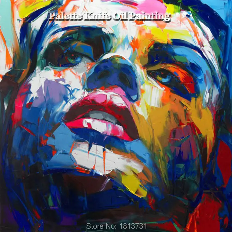 

Hand painted Francoise Nielly Palette knife portrait Face Oil painting Character figure canva wall Art picture13-27