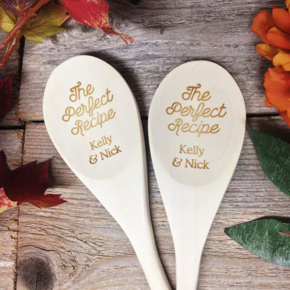 personalized The Perfect Recipe engraved bridal shower Wedding Wooden kitchen spoons birthday baby baptism party favors gifts