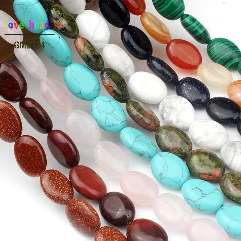 Natural Stone Tiger Eye Agates Opal Green Aventurine Oval Loose Beads 10x14mm For Jewelry Making DIY Bracelet Accessories