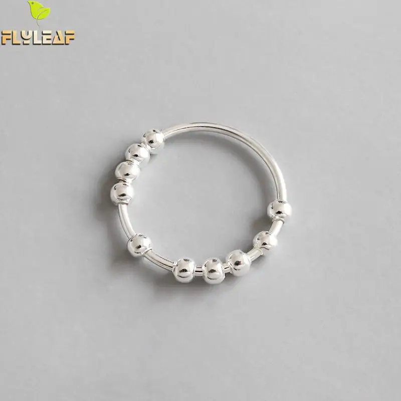 Flyleaf 100% 925 Sterling Silver Beaded Open Rings For Women 2021 New Trend INS Simple Style Lady Fashion Jewelry