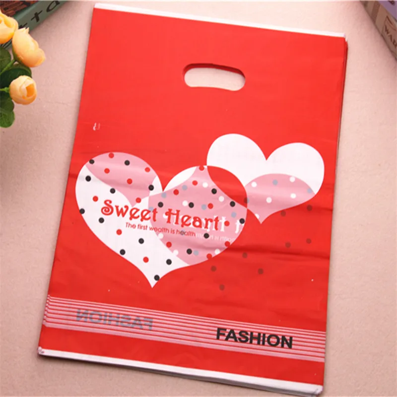  New Design Wholesale 100pcs/lot 30*40cm Luxury Large Red Sweet Heart Gift Bags Favor Wedding Gift Bags Shopping Packaging