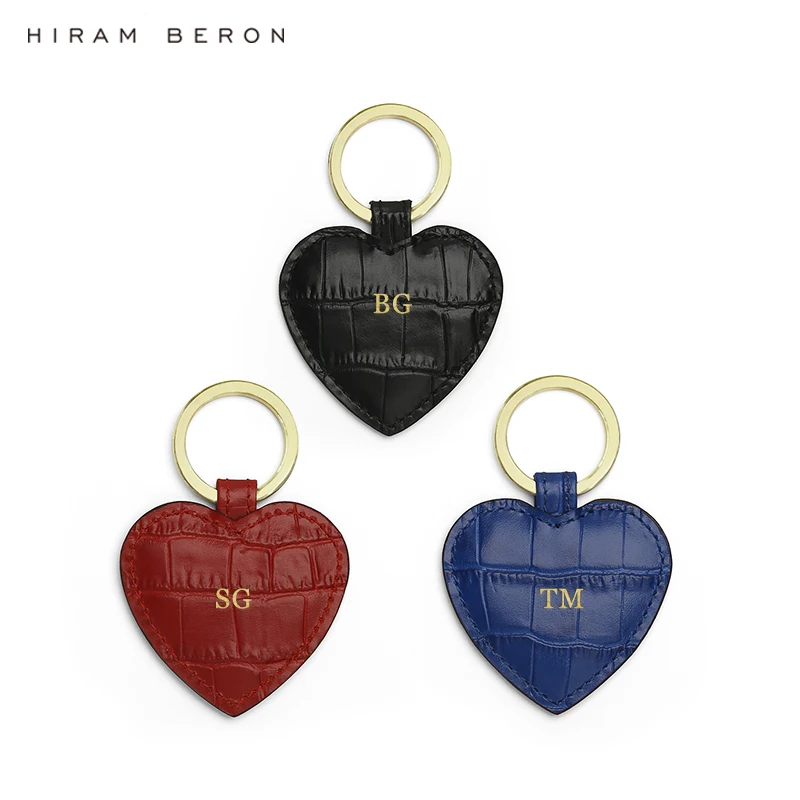 Hiram Beron Peronsalize Free Croco Leather Pattern Cute Key Holder With Heart Shape Men Gift Dropship