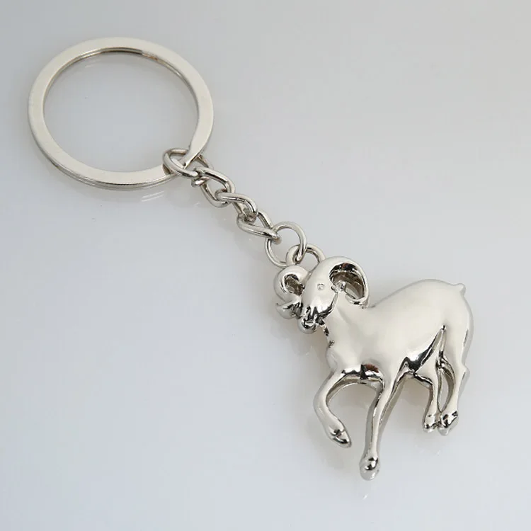 Fashion Zinc Alloy Gold Sliver Goat keychain Custom 3D Animal Key Pendant Practical Small Gift For Women Men Key Ring