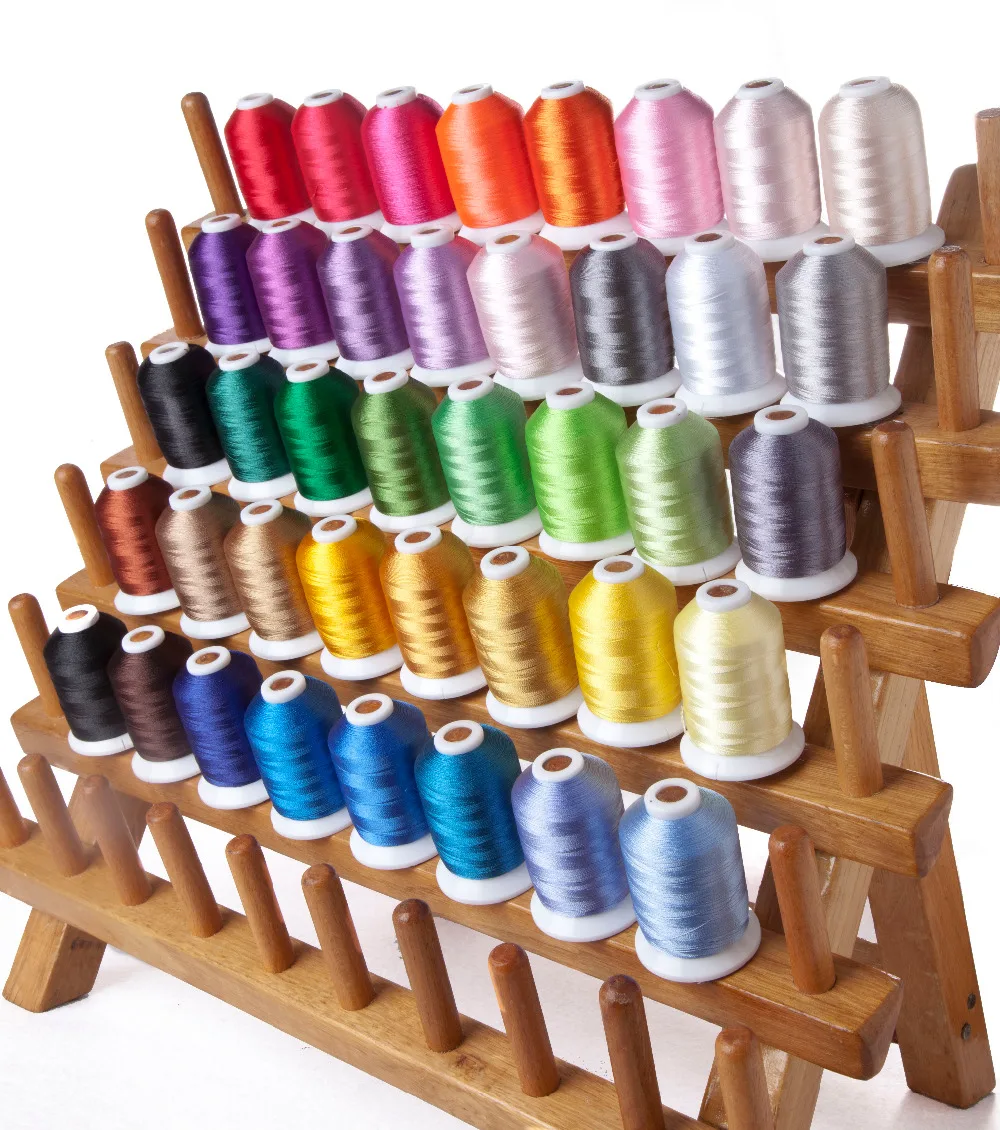 

40 Brother Colors/kit Polyester Embroidery Machine Thread Spools, with 10pcs Size A Bobbins