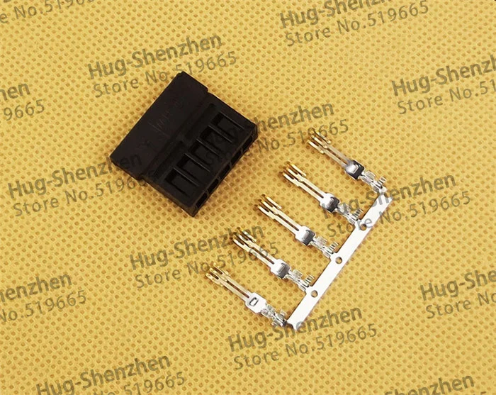 50pcs Pin type 3811- SATA power connectors wiring half gold plated crimp terminals pins a set of:shell + terminal