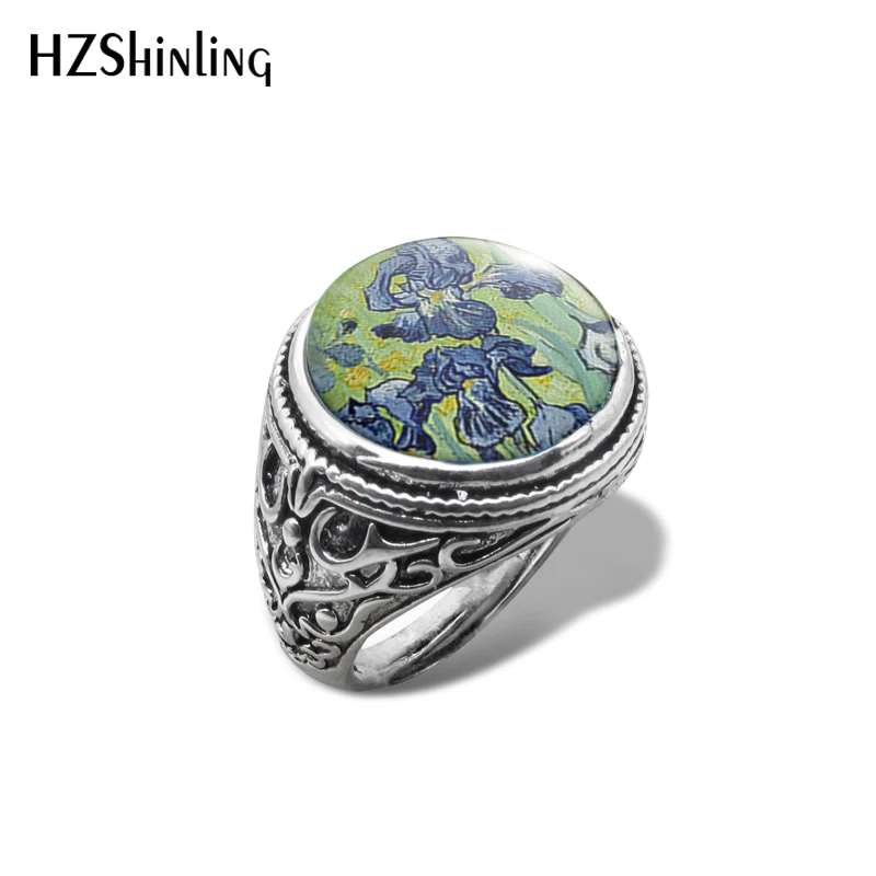 2019 New The Starry Night By Van Gogh Vintage Ring Art Painting Rings Handmade Jewelry Glass Dome Jewelry