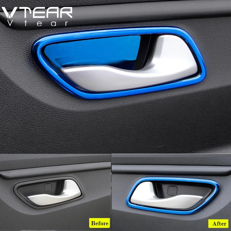 Vtear For Kia Rio 4 X-Line Inner door pull cover interior bowl circle car-styling Interior Mouldings Accessories part 2017