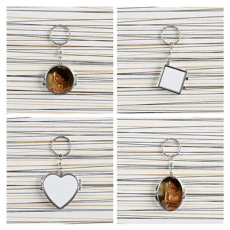 

sublimation metal key ring for women men fashion makeup mirrors keychains for heat transfer printing consumable 50pieces/lot